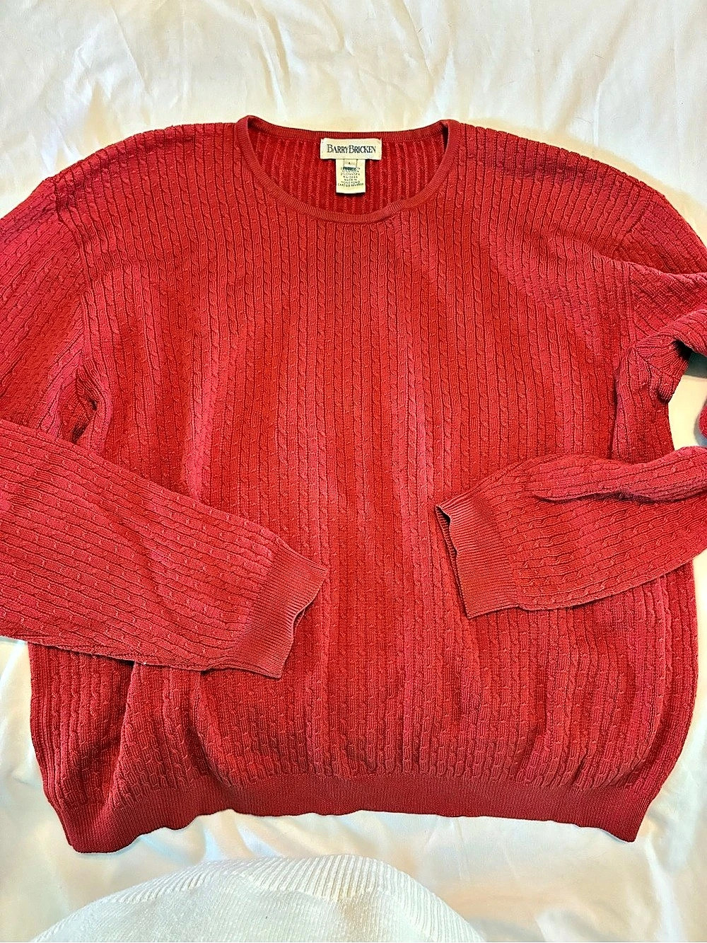 Vintage Silk Fall Barry Bricken Red Ribbed Crewneck Sweater Size Large